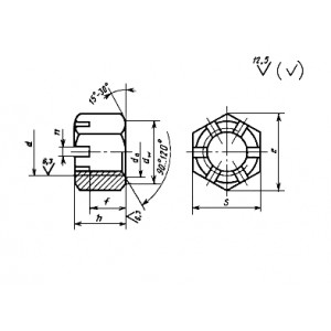 ГОСТ 5918-73 Гайки шестигранные прорезные и корончатые класса точности В
